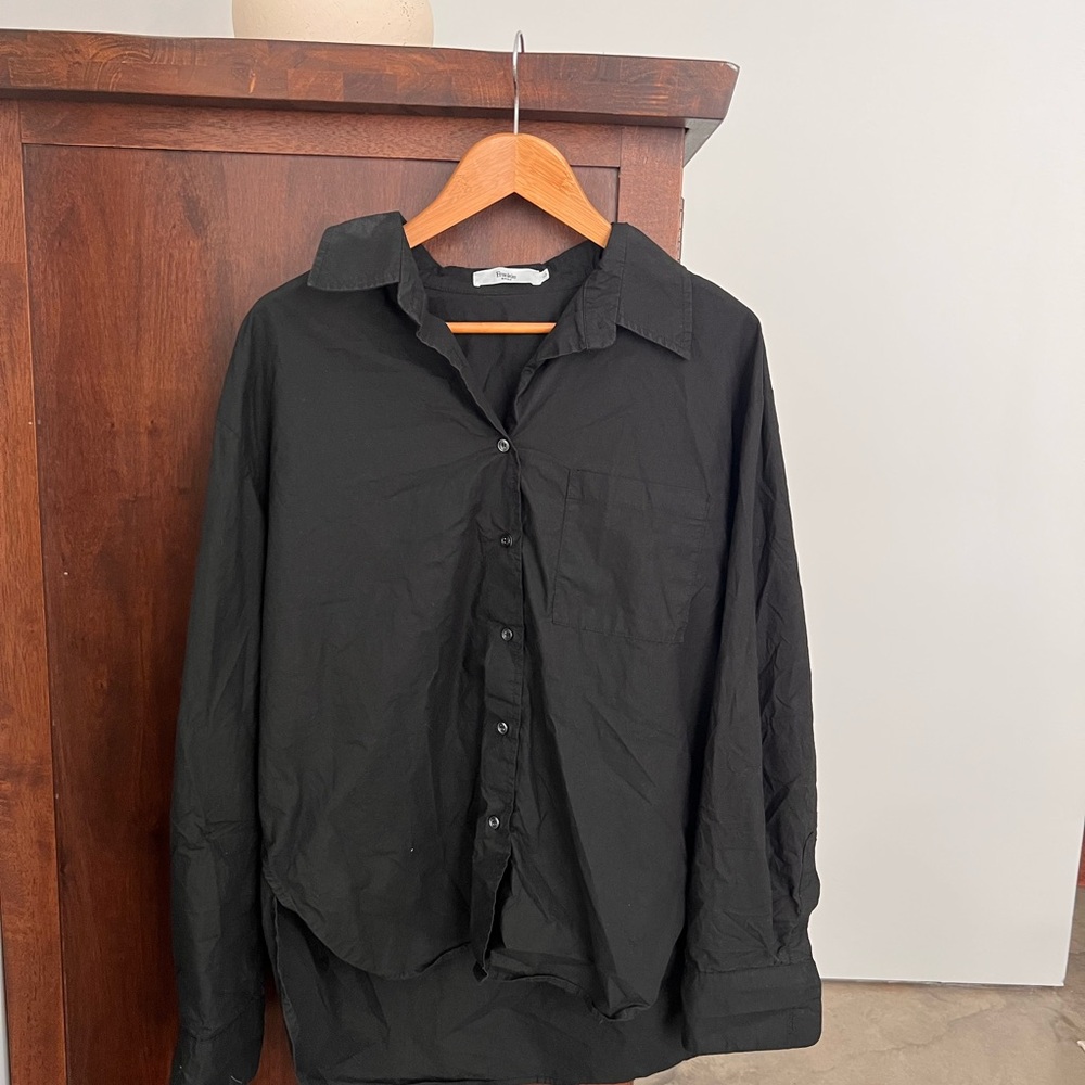 Frankie Shop Black Button-Up Blouse